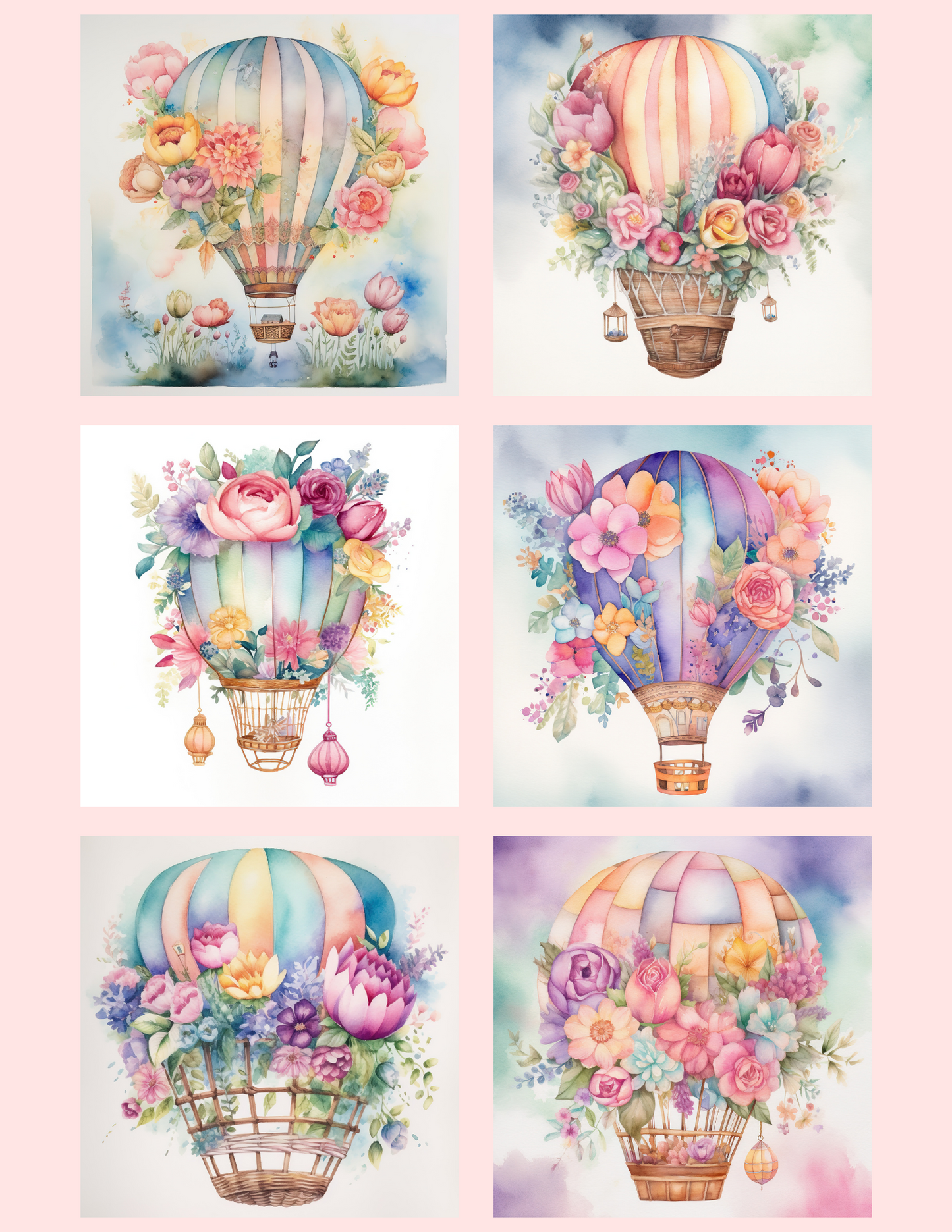 Floral Hot Air Balloon Section Sticker