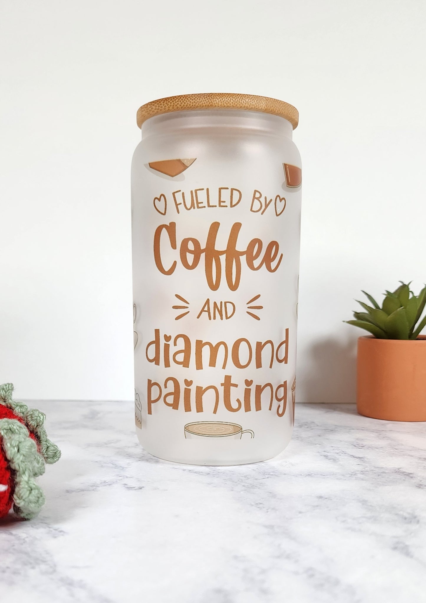 Fueled By Coffee And Diamond Painting Glass Tumbler