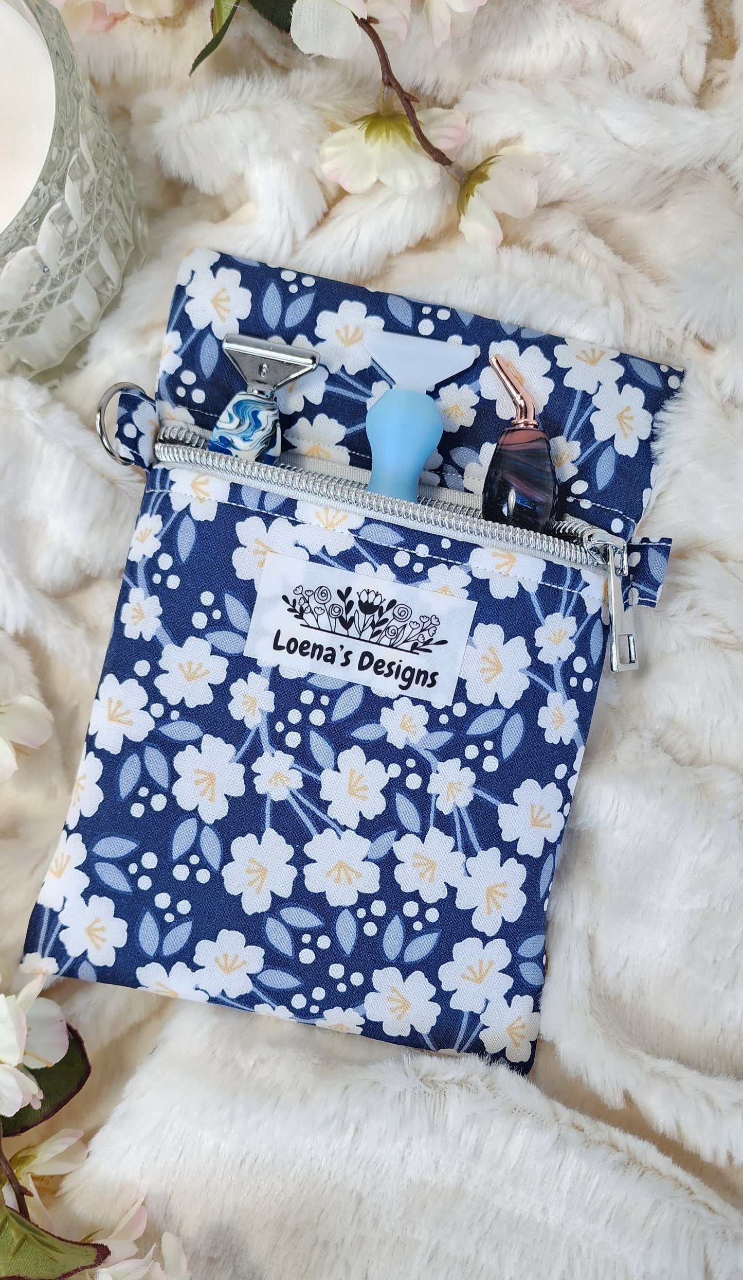 White Cosmos Diamond Painting Pen Fabric Case