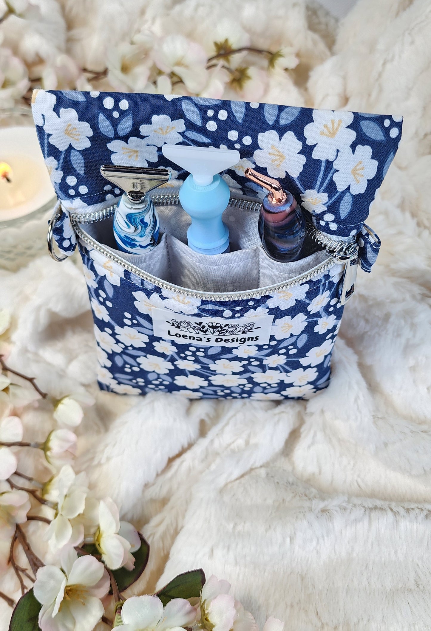 White Cosmos Diamond Painting Pen Fabric Case