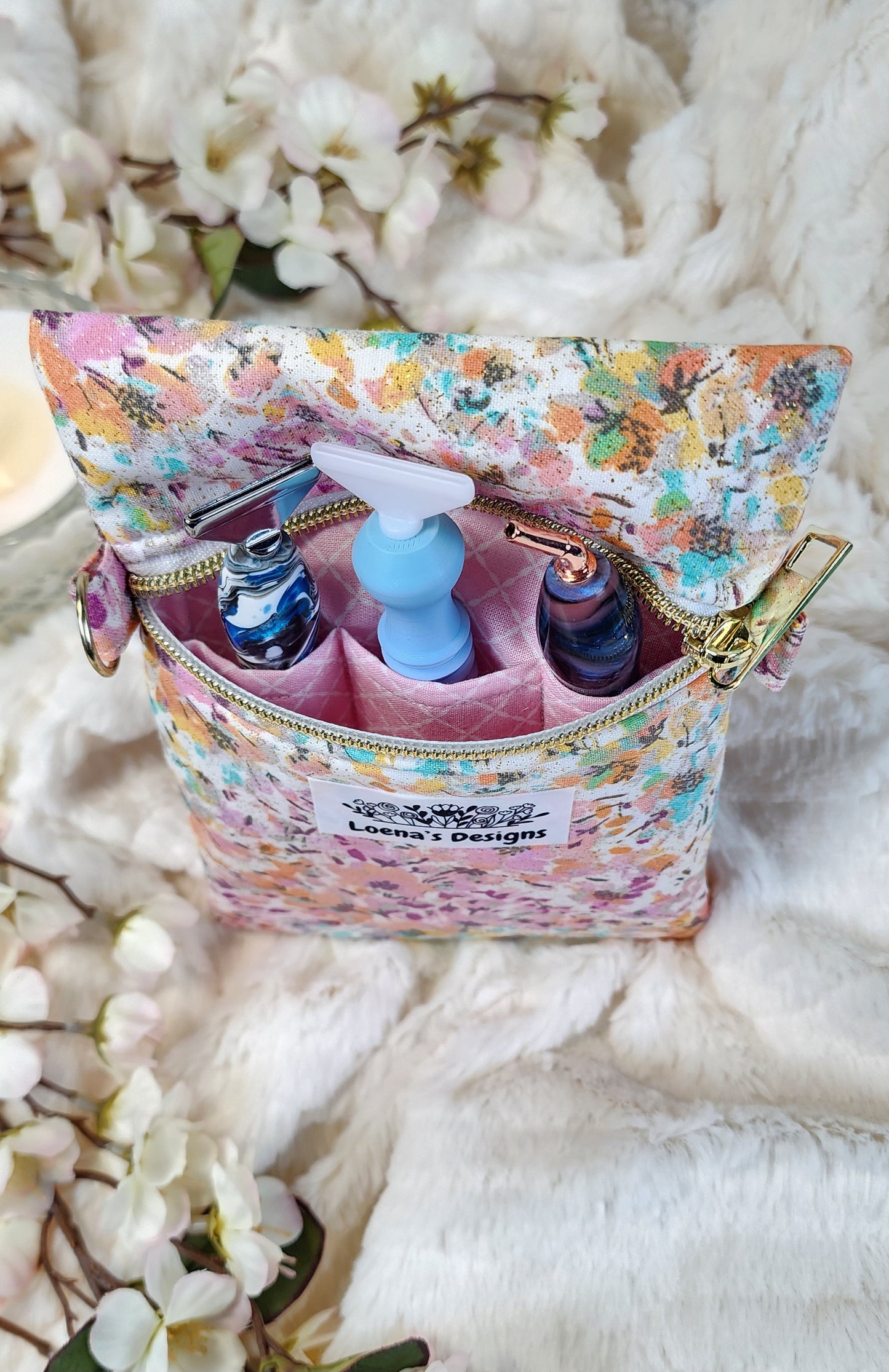 Pastel Floral Diamond Painting Pen Fabric Case