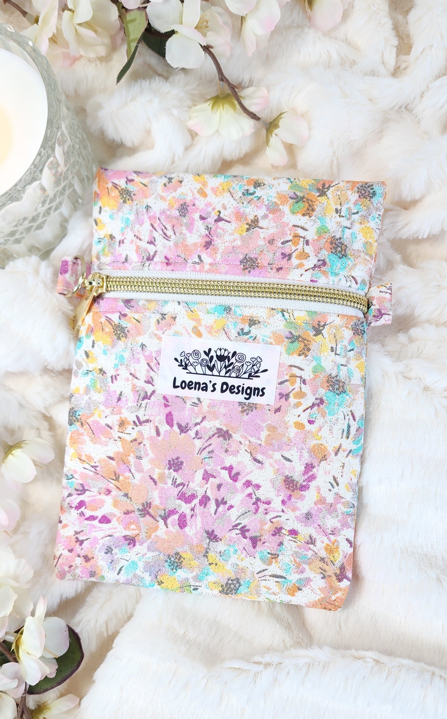 Pastel Floral Diamond Painting Pen Fabric Case