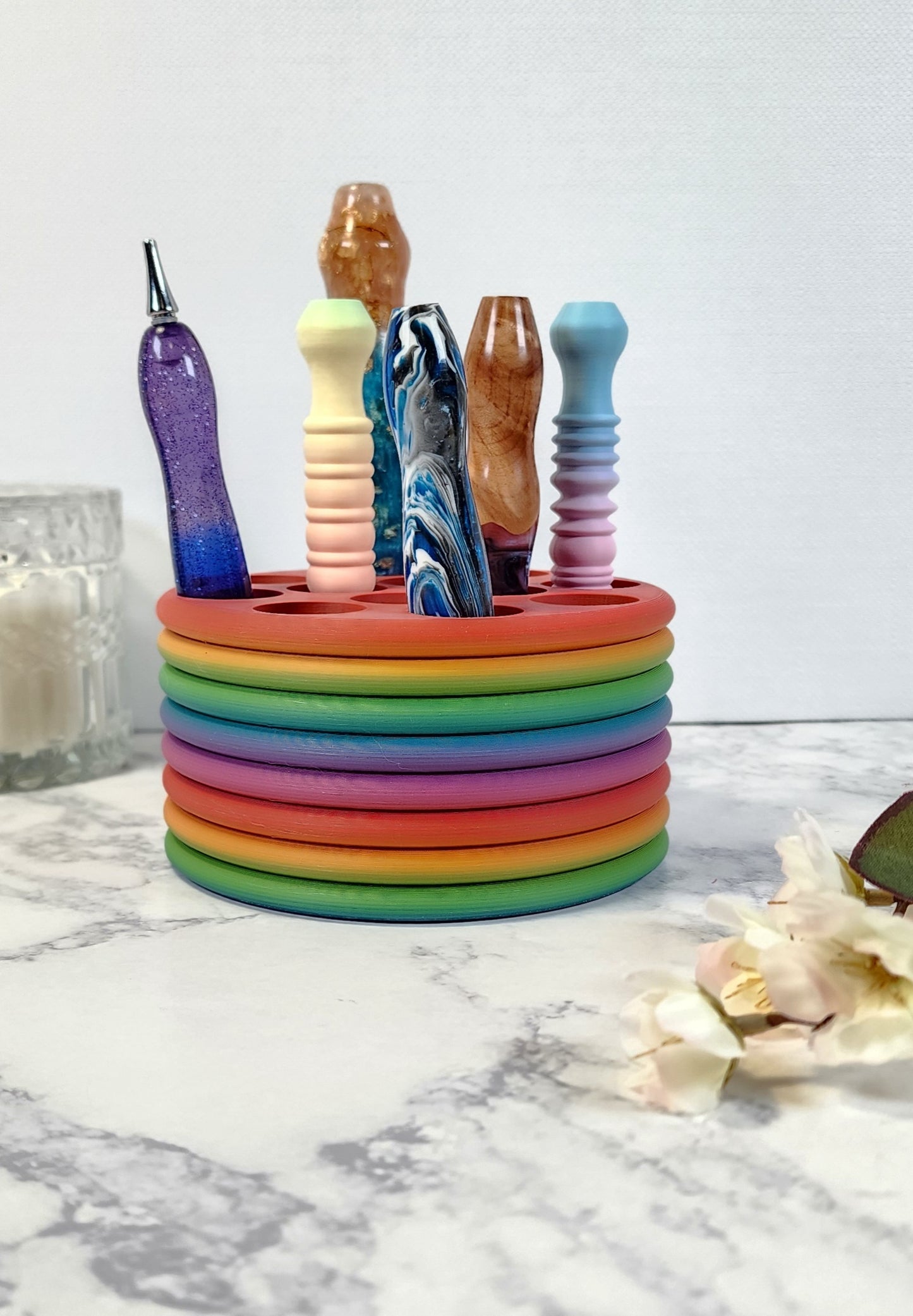 Rainbow Shaved Ice Diamond Painting Round Pen Holder
