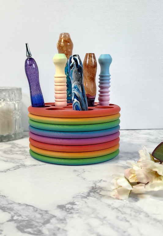 Rainbow Shaved Ice Diamond Painting Round Pen Holder