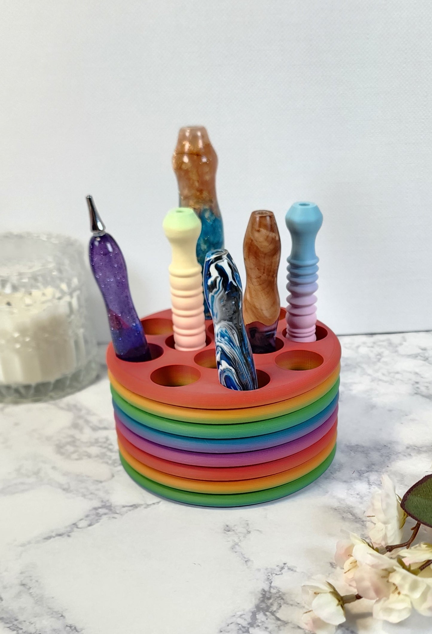 Rainbow Shaved Ice Diamond Painting Round Pen Holder