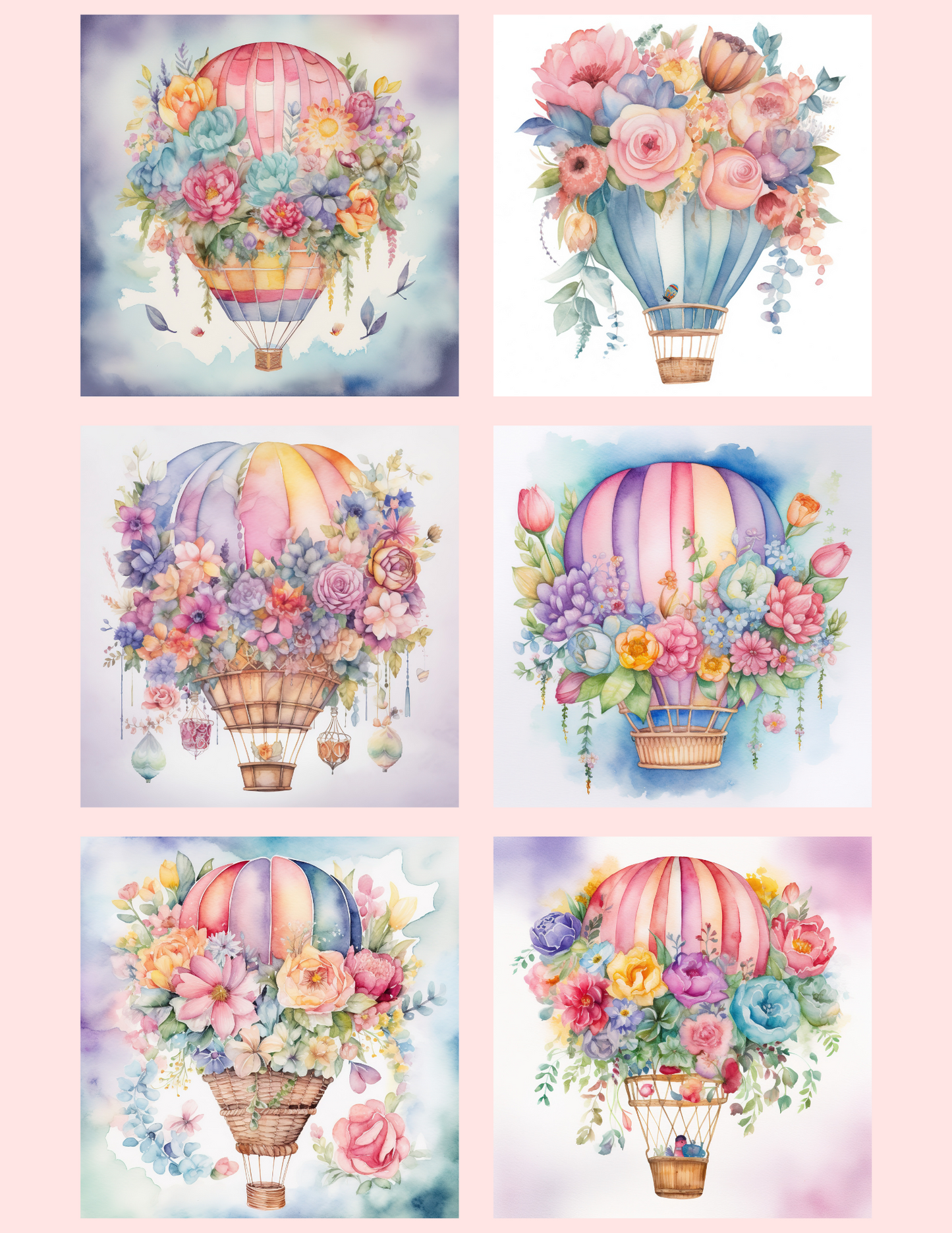 Floral Hot Air Balloon Section Sticker