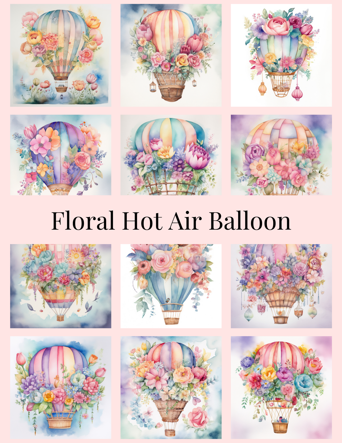 Floral Hot Air Balloon Section Sticker